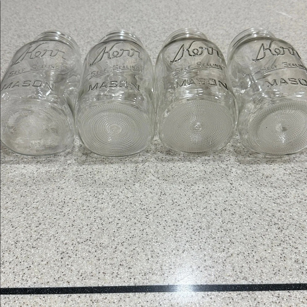 Antique 4 Kerr Self Sealing Mason Jars Quart